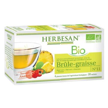 Herbesan Fat Burning Infusion Green Tea Bio Pineapple Flavour 20 pliculețe