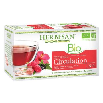 Herbesan Infuzie de hibiscus și cassis pentru circulație aromă organică de cassis și zmeură 20 pliculețe