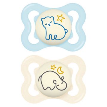 Mam Suprême Night Symmetrical Silicone Soothers 2-6 luni x2