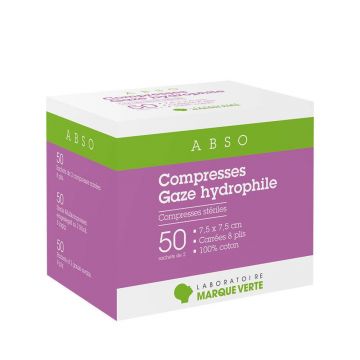 Marque Verte Abso Comprese de tifon hidrofil 7.5x7.5 cm x50 pungi de 2