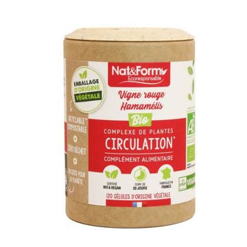 Nat&Form Circulație - Viță de vie roșie/Hamamelis bio 120 capsule vegetariene