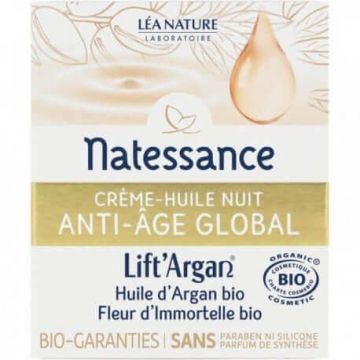 Natessance Argan Liftargan Divinissime Immortelle La Creme Huile Nuit 6 Actions Anti-age Bio 50ml