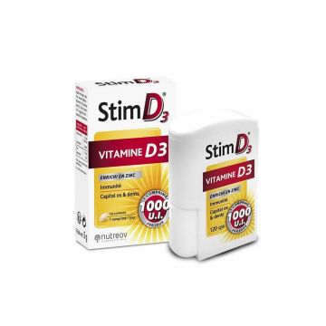 Nutreov Stim D3 Vitamina D pentru imunitate, oase și dinți 120 comprimate