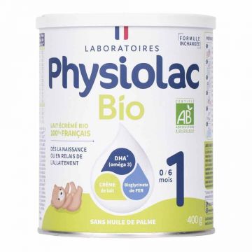 Physiolac Lapte praf organic de la 0 la 6 luni 400g