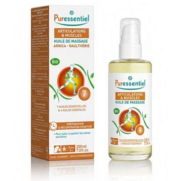 Puressentiel Ulei de masaj pentru articulații și mușchi cu arnică și wintergreen organice, 200 ml