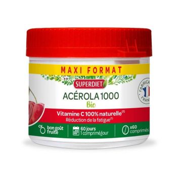 Superdiet Acerola 1000 Bio Natural Vitamina C 60 comprimate de mestecat
