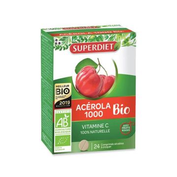Superdiet Acerola 1000 Organic 24 comprimate masticabile