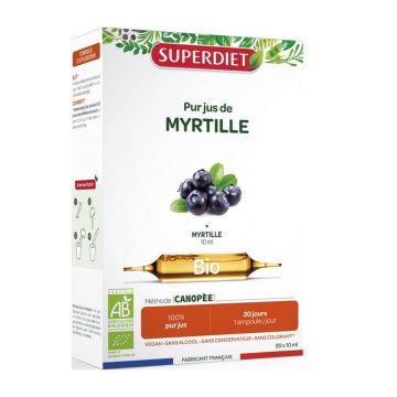 Superdiet Blueberry Pure Juice 20 fiole pentru vederea ochilor 20x10ml