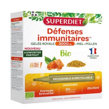 Superdiet Royal Jelly 3000mg Organic Apărare imună 20 15 ml monodoses