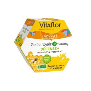 Vitaflor Organic Royal Jelly 20 flacoane Defense+ 1500 mg