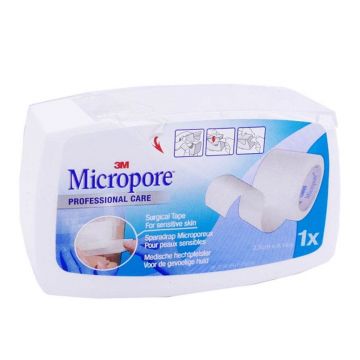 3M Micropore ipsos microporos piele sensibilă 9.14mx2.5 cm