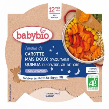 Babybio Night Menu cu bucăți organice 12 luni 230g
