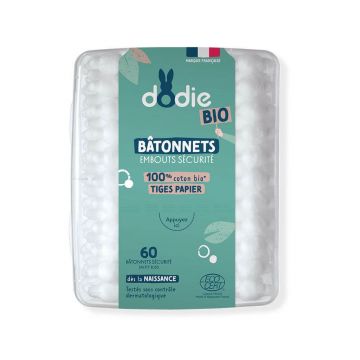 Dodie Sticks cu capete de siguranță 100% bumbac organic cu tulpină de hârtie din primele zile x60