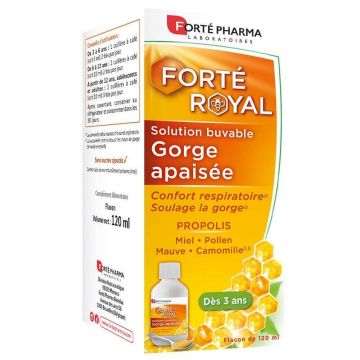 Forté Pharma Forté Royal Soothing Throat Oral Solution de la 3 ani aromă de caramel 120 ml