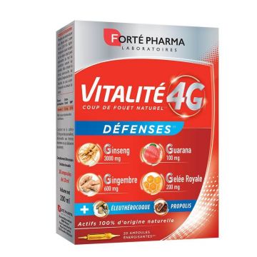 Forté Pharma Vitalité 4G Apărare naturală energizant cu ginseng, jeleu regal și propolis 20 fiole