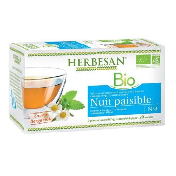 Herbesan Organic Night Serene Infuzie de mușețel cu aromă de bergamot 20 plicuri