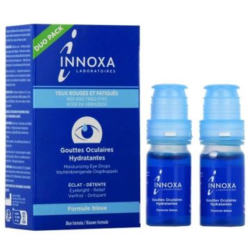 Innoxa Picături de ochi hidratante pentru ochi înroșiți și obosiți Formula albastră 2x10ml