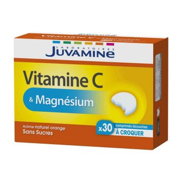 Juvamine Vitamine C + Magneziu 30 comprimate masticabile
