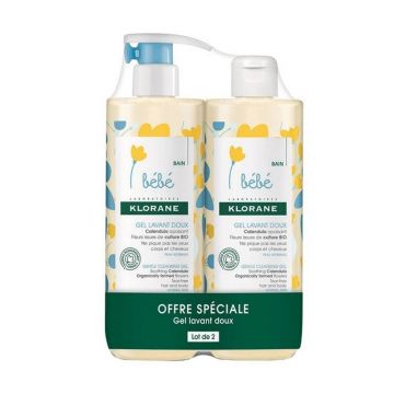 Klorane Baby Gel de curățare delicată 2x500ml