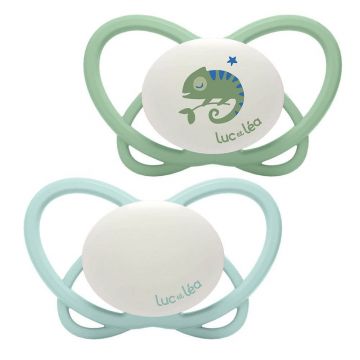 Luc Et Lea Suzete din silicon fiziologic fără inele Noapte 18 luni și Plus x2