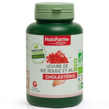 Nat&Form Organic Red Rice și drojdie de usturoi colesterol 200 capsule