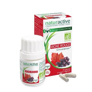Naturactive Extract concentrat de viță de vie roșie organică Circulație 30 capsule