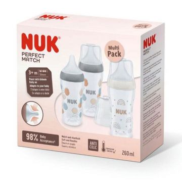 Nuk Perfect Match Sticlă 3 luni și mai mult 3x260ml