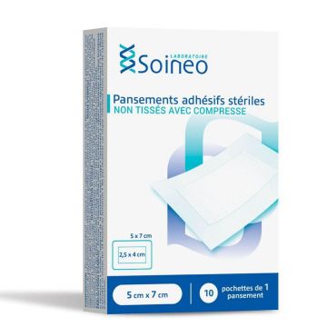 Pansamente adezive nețesute sterile Soineo 5cmx7cm x10
