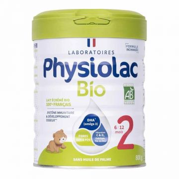 Physiolac Lapte praf organic 2 6-12 luni, 800g