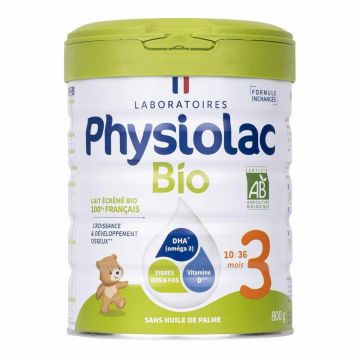 Physiolac Lapte praf organic Croissance 3, 800g