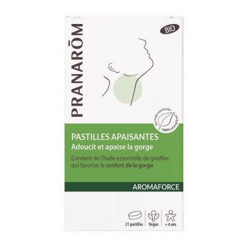 Pranarôm Aromaforce Organic Soothing Tablets Înmoaie și calmează gâtul x21