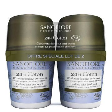 Sanoflore Deodorant 24 de ore Deodorant din bumbac organic 2x50 ml