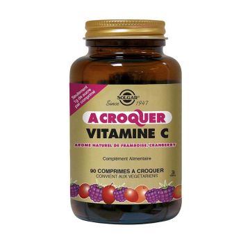 Solgar Vitamine C 90 Comprimate masticabile cu aromă de zmeură și merișor Framboise/Cranberry 500 mg