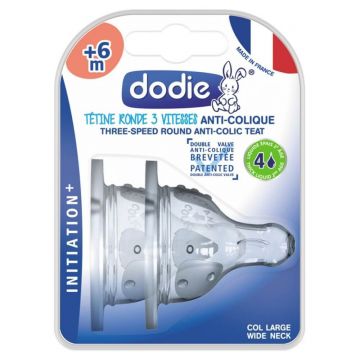 Tetină Dodie Round 3-speed anti-colic cola mare 6 luni și peste x2