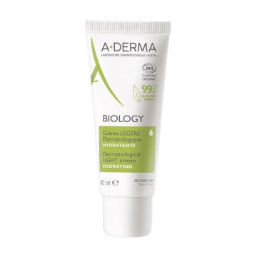 A-Derma Biology Organic cremă hidratantă dermatologică ușoară 40 ml