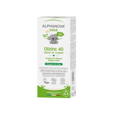 Alphanova Bébé Olizinc 40 Cremă organică împotriva iritațiilor fesiere 50ml