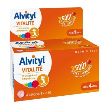 Alvityl Vitality masticabil aromă de căpșuni 30 comprimate