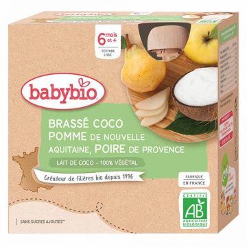 Babybio Biberon organic cu lapte de cocos de la 6 luni 4x85g
