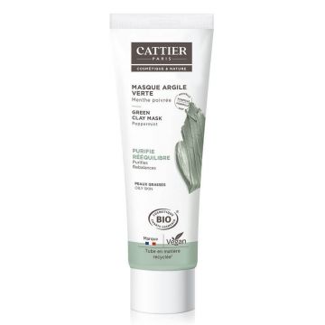Cattier Clay Masque Argile Verte Menthe Poivrée Bio 100ml