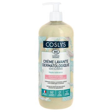 Coslys Cremă de curățare dermatologică organică cu aromă de migdale pentru piele reactivă cu tendință atopică 1L