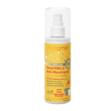 Florame Spray pentru țânțari pentru familie cu uleiuri esențiale organice Pentru textile 90 ml