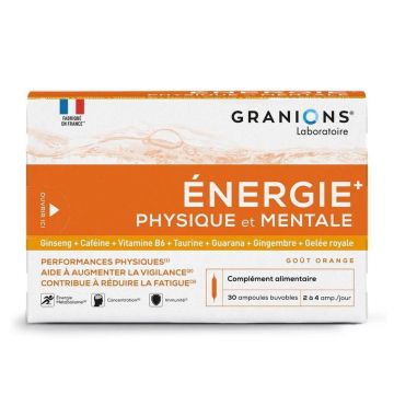 Granions Energy+ Energie fizică și mentală Orange 30 fiole de băut