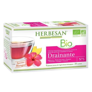 Herbesan Infuzie organică de drenaj Reines Taste Mango 20 pliculețe