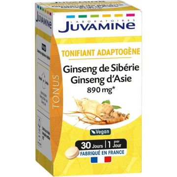 Juvamine Ginseng din Siberia și Asia 890mg tonic adaptogen 30 comprimate