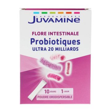 Juvamine Probiotice Ultra 20 miliarde Flora Intestinală 10 Sticksuri Oro-dispersabile