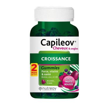 Nutreov Capileov Creșterea părului și a unghiilor aromă de fructe roșii 60 de gume