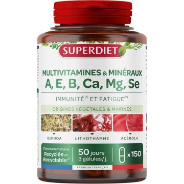 Superdiet Multivitamine și minerale A E B Ca Mg Se Apărarea imunitară și oboseala 150 capsule