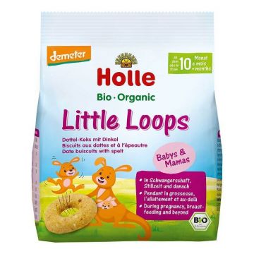 Biscuiti din spelta si curmale Bio Little Loops, 80 g, Holle