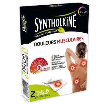 EG Labo SyntholKiné Syntholkine Plasturi autoîncălzitori pentru dureri musculare Douleurs Musculaires Dimensiune mică 2pcs