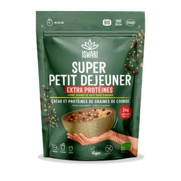 Iswari Super Breakfast Cacao și proteine organice din semințe de dovleac 360g